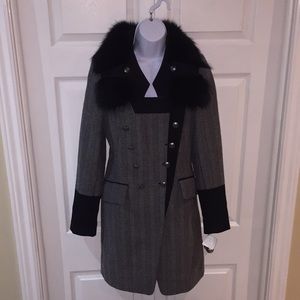 Parasuco Woman’s Wool Winter Coat Fur Collar XS